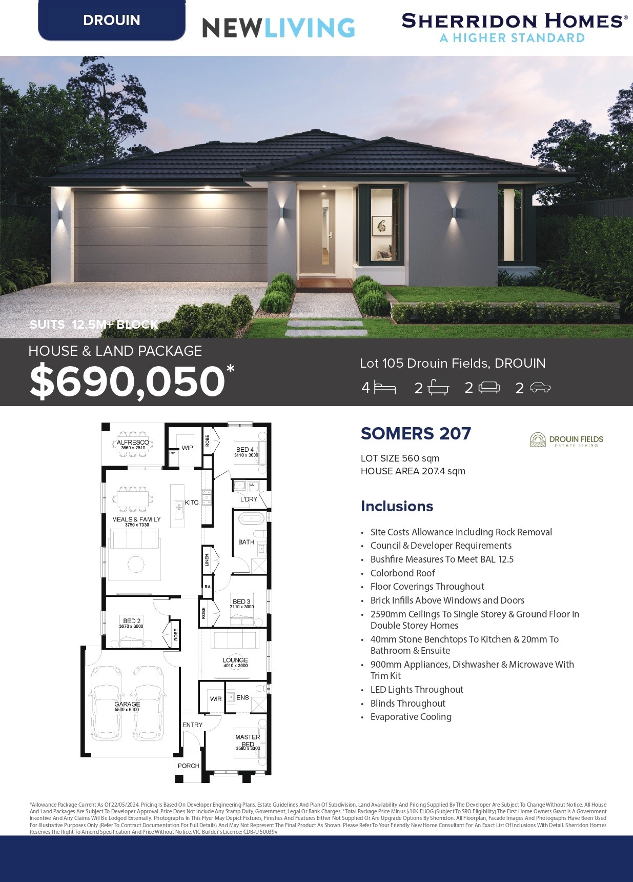 [House & Land] Lot 105 Somers 207 by Sherridon Homes Drouin Fields